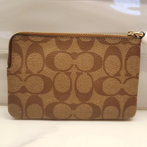 NWT Coach Corner Zip Wristlet In Signature Canvas - Picture 6 of 8